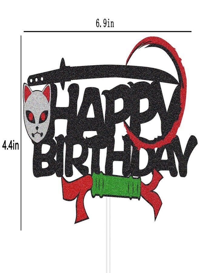 Yuezoloz Ninja Cake Topper,Samurai Theme Birthday Event Celebration Decor For Boys and Girls Anniversary Supplies,Glitter Cartoon Birthday Party Cake Decoration - Image 2